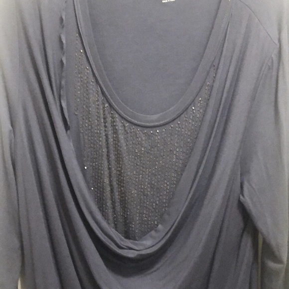 Steel, gray, soft surroundings tunic with many details, including beading. - Picture 3 of 5
